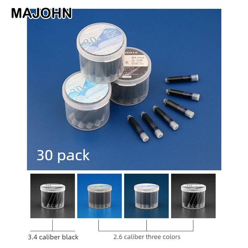 30/6 PCS Majohn 9 색 2.6/3.4mm 만년필 잉크 카트리지 Hongdian JINHAO 문구 사무용품 용 37mm 잉크