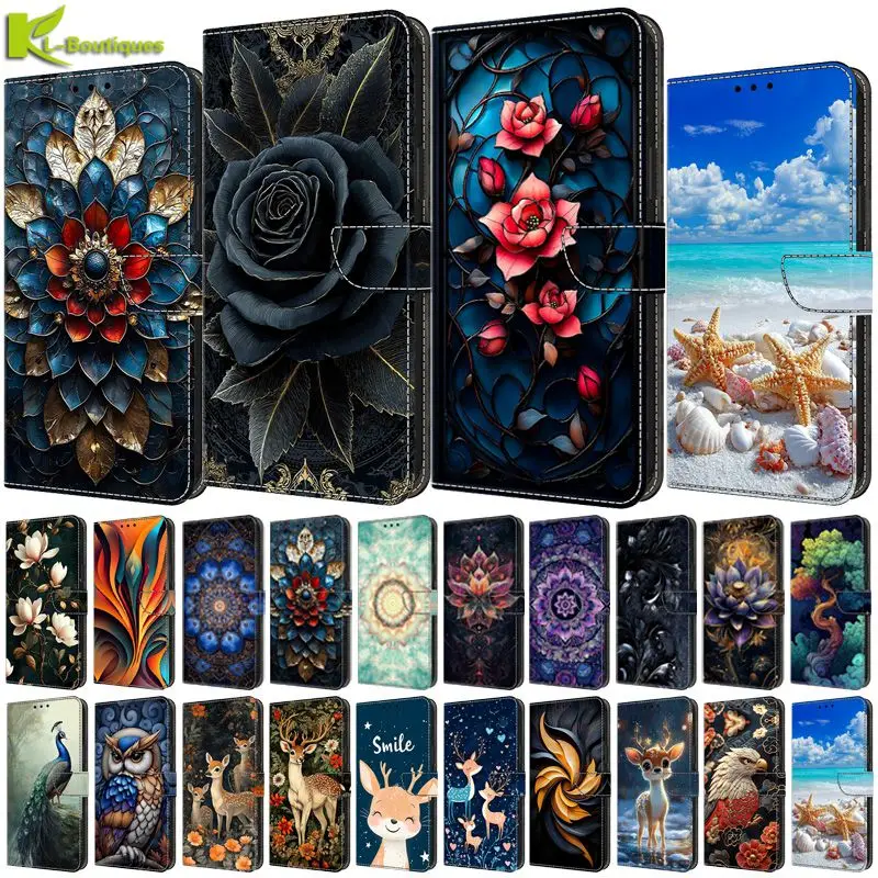 Stylish Painted Pattern Flip Wallet Case - Protective Cover