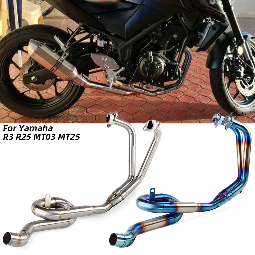 

REALZION YZF R25 R3 MT03 MT25 Motorcycle Pipe Exhaust Middle System Front Link For Yamaha R 25 R 3 MT 03 25 YZFR25 YZFR3 2015-20