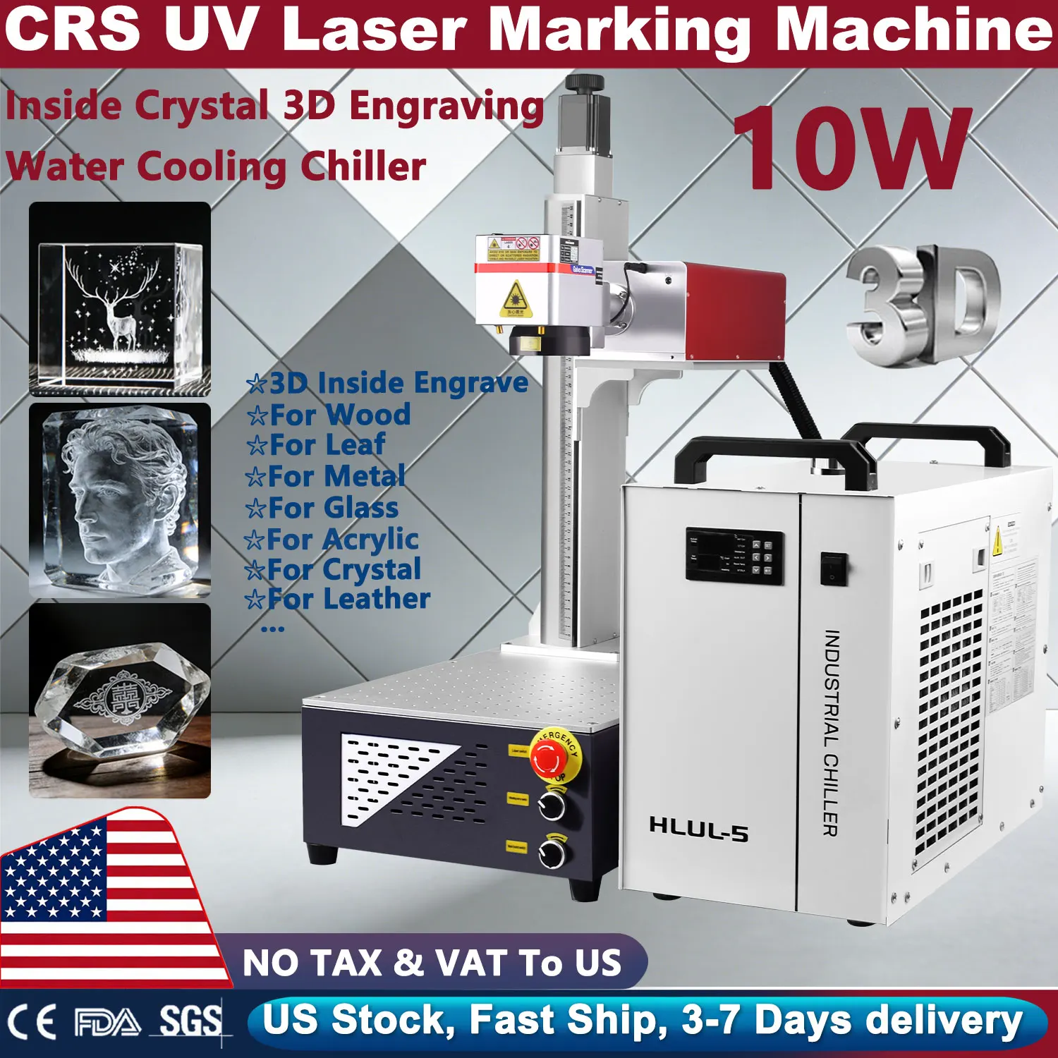 3D Crystal Laser Engraving CRS 3D UV Inner Laser Marking Machine 10W 5W ...