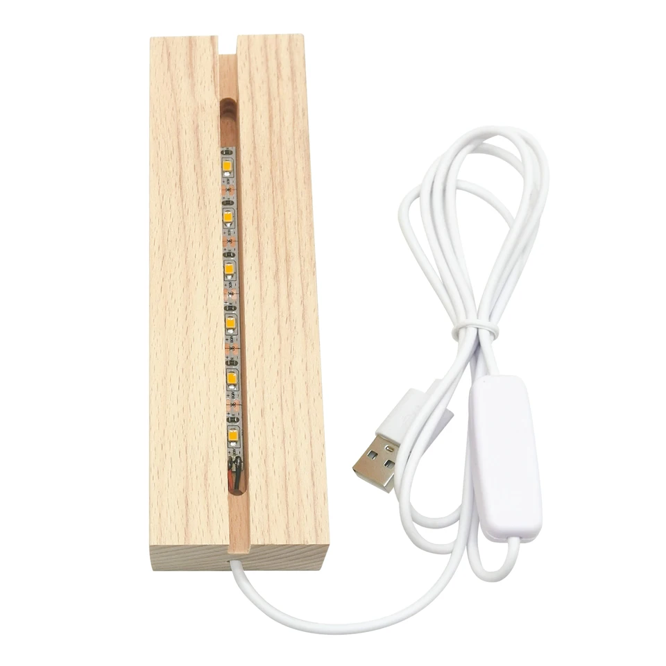 BORDEAG Led-houten sokkel, rechthoekig, USB, 15 cm, warm wit of