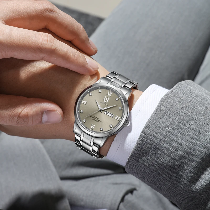 QINGXIYA Brand 2024 Luxury Quartz Watch for Men Stainless Steel Waterproof Luminous Week Date Mens Watches Relogio Masculino