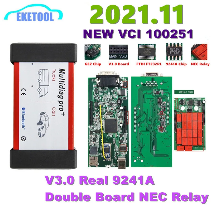 

New VCI 2021.11 TCS V3.0 9241A Bluetooth Double PCB NEC Relays NAIS Relays Keygen TCS PRO Multidiag Pro TCS OBD2