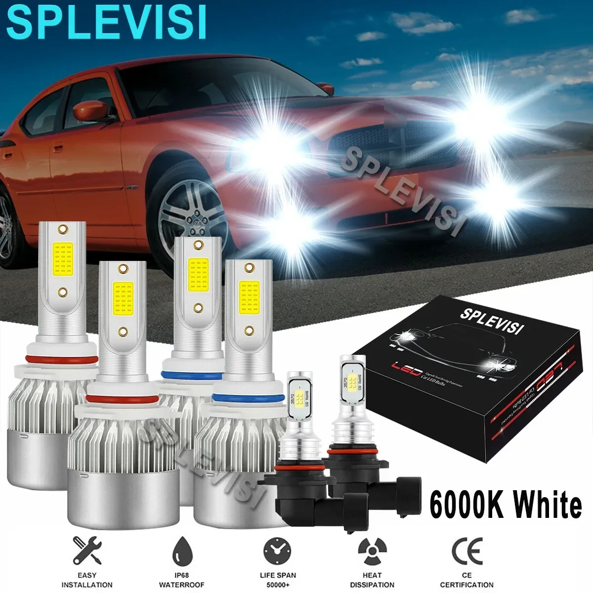 9005 9006 9145 Led Headlight High Low Beam Fog Light White Combo Kit For Chevrolet Silverado 1500 2500 HD Plug-N-Play