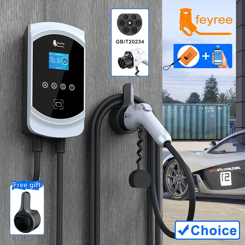 Feyree Ev Charger Gb/T Socket 32A 7Kw 1 Fase 16A 11Kw 3 Fasi 22Kw App Control Stazione Di Ricarica Per Veicolo Elettrico Evse Wallbox