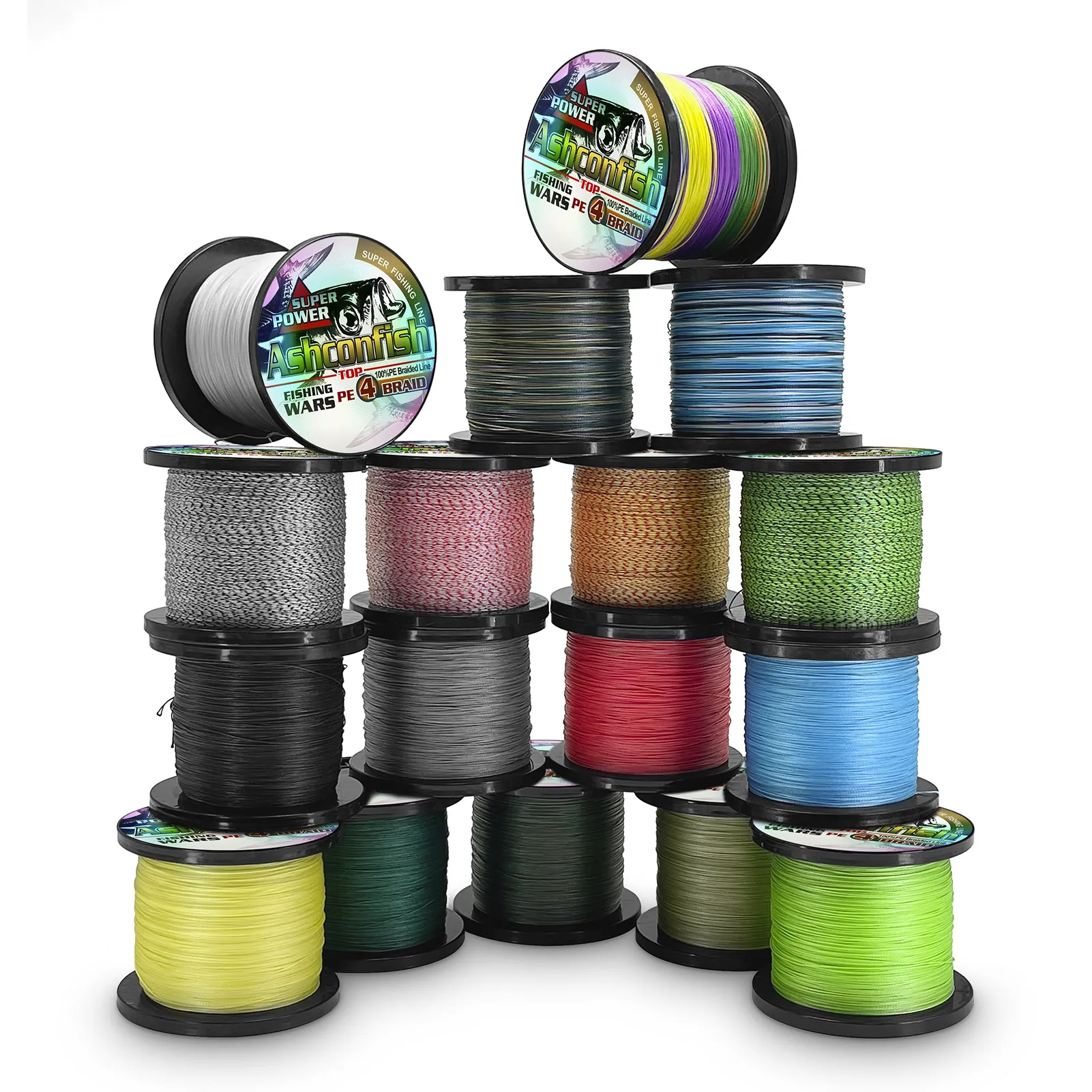 super strong rainbow 500M braided wires 100% pe fiber fishing line ...