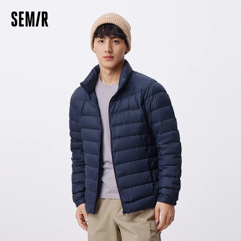 Semir Down Jacket Men Three-Proof Lightweight Short Jacket New Winter Warm Solid Color Versatile Collar Top