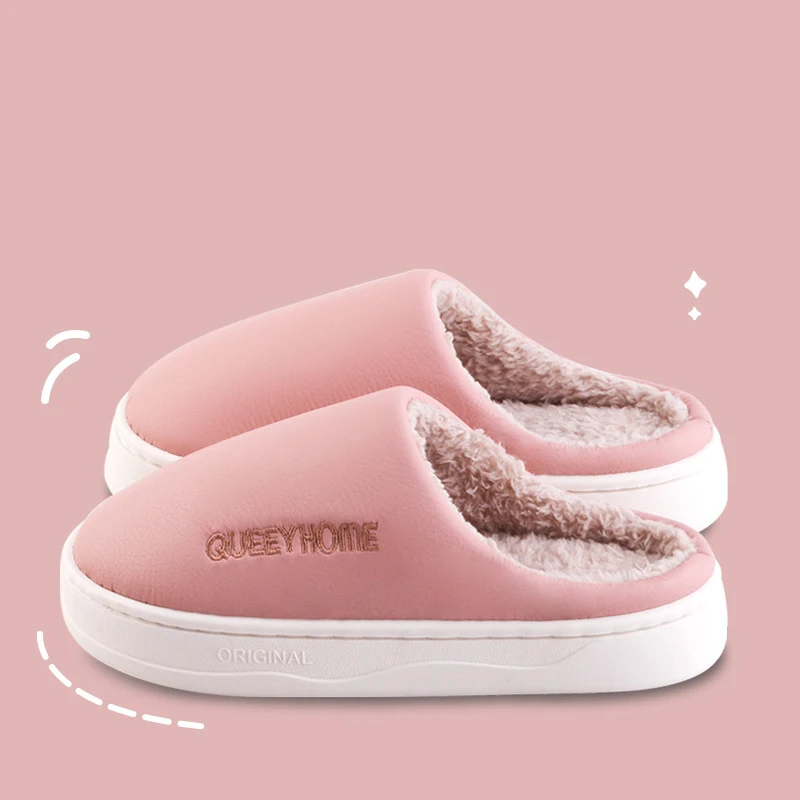 Waterproof cotton slippers for men anti slip for winter suitable for home use thick soled cotton slippers for women 6