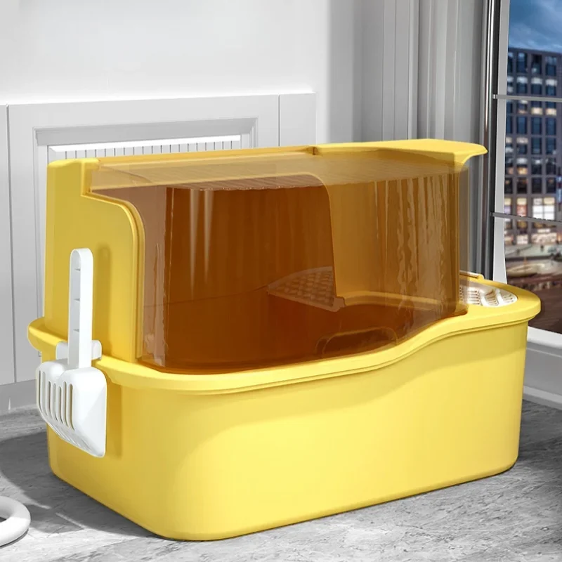 

Extra Large Fully Enclosed Cat Litter Box Anti-Spill Cat Bedpans Complete Set Kitten Room Type Fully Enclosed Litter Pan