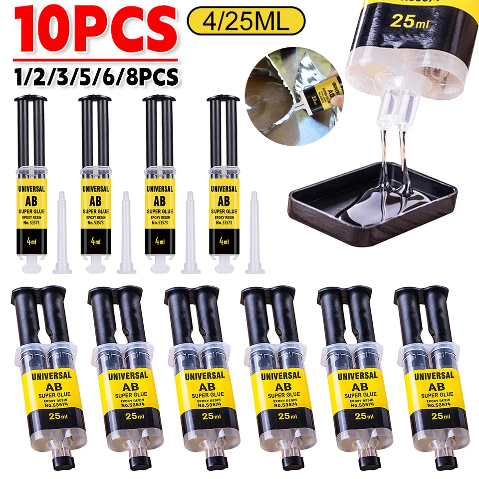 PLJOFRSHI Clear AB Epoxy Glue - 2 Part Heavy Duty Adhesive For Plastic, Metal, Wood Repair