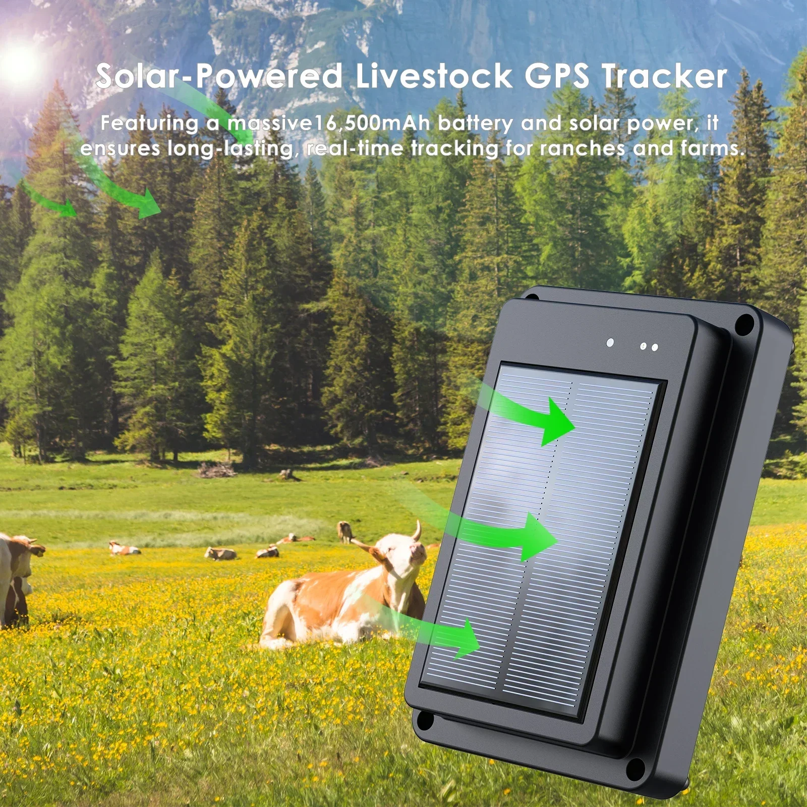 GPS Pet Locator Solar -Poweed Livestock GPS Tracker Readout 4G Anti-Lost Electronic Fence