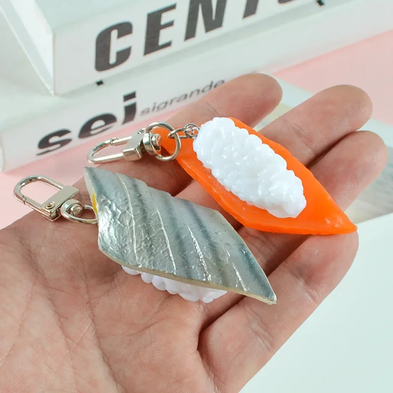 Simulated Sushi Keychain Creative Japanese Salmon Seafood Shrimp