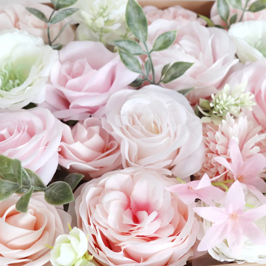 Yannew Rosa Blau Künstliche Blumen Combo Box Set für DIY Blumenarrangement Hochzeitsstrauß Party Tischdekoration Dekoration – Detail 25
