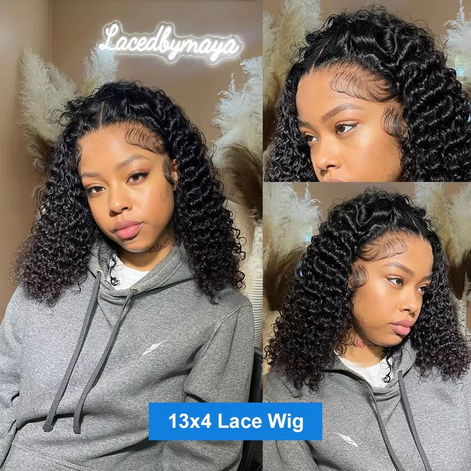 Tewjig Curly Short Bob Human Hair Wigs 13x4 13x6 HD Lace Frontal Wig Brazilian Deep Wave 5x5 Closure Wig For Women Pre Plucked