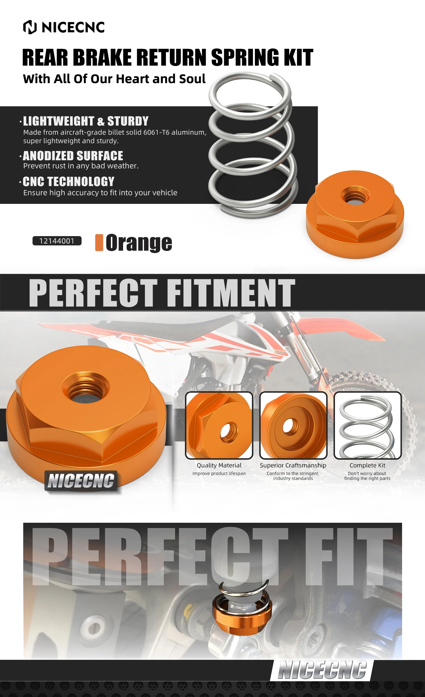NICECNC Für 2025 2024 KTM EXC 300 EXCF 350 SX 125 SXF 450 XCW TPI 6D Husqvarna TE 300 GasGas EC 300 Hinterradbremse Rückholfeder-Kit – Detail 1