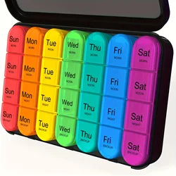 Weekly Pill Organizer with Removable Daily Containers - 4 - Times - a - Day Compartments, Ideal (Black)
