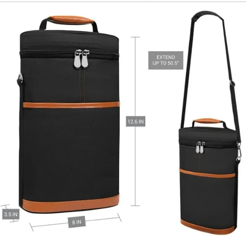 Soft Cooler Wine Bottle Insulated Bag for Wine Thermal 2 Drink Bottle 750ml Beer Outdoor Bag for Travel Carrier Tote Glass