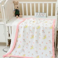 100% Cotton Newborn Baby Blanke Bath Towel Wrap Cotton Baby Muslin Swaddle Blanket Cute Soft Printed Baby Wrap Carpet 1