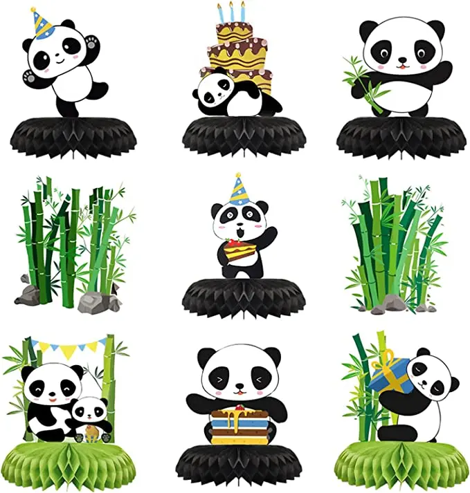 

9 Pack] Panda Party Decorations, Honeycomb Centerpieces, Supplies, Birthday Decorations for Table, Baby Shower Centerpieces Kids