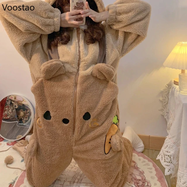 Kawaii Hooded Pajamas Jumpsuit  Jumpsuit Women Pyjama Bear