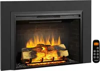 Carl 39 Inches with Trim Kit Electric Fireplace Insert Fireplace Heater 750/1500W Fire Crackling Sound Remote Control Black 1