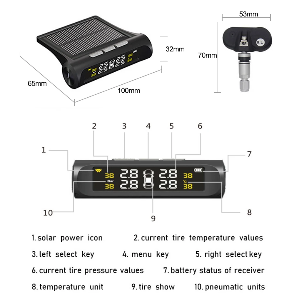  TPMS Ÿ̾ з ͸ ý, ¾翭 , HD  LCD ÷, ڵ 溸 ý,   4 
