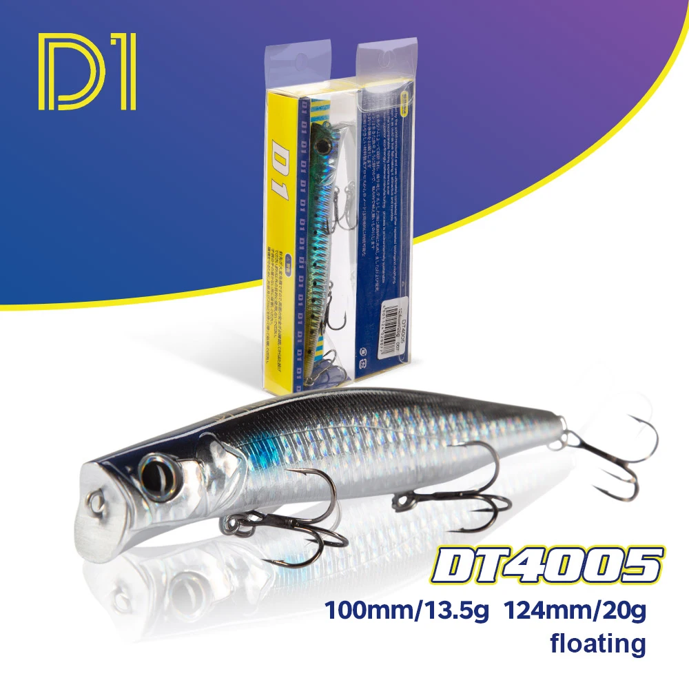 D1 Poppers Schwimmende und Top-Wasser-Angelköder, 100 mm, 13,2 g, 124 mm, 20 g, Salzwasser-Hartköder, Wobbler aus Seebarsch, Pecsa-Angelgerät