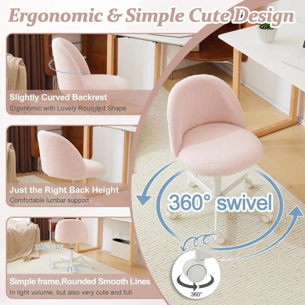 Comfy Small Office Chair with Wheels, Rolling Swivel Computer Task Chair for Home Office,Bedroom, Offices Chairs 3