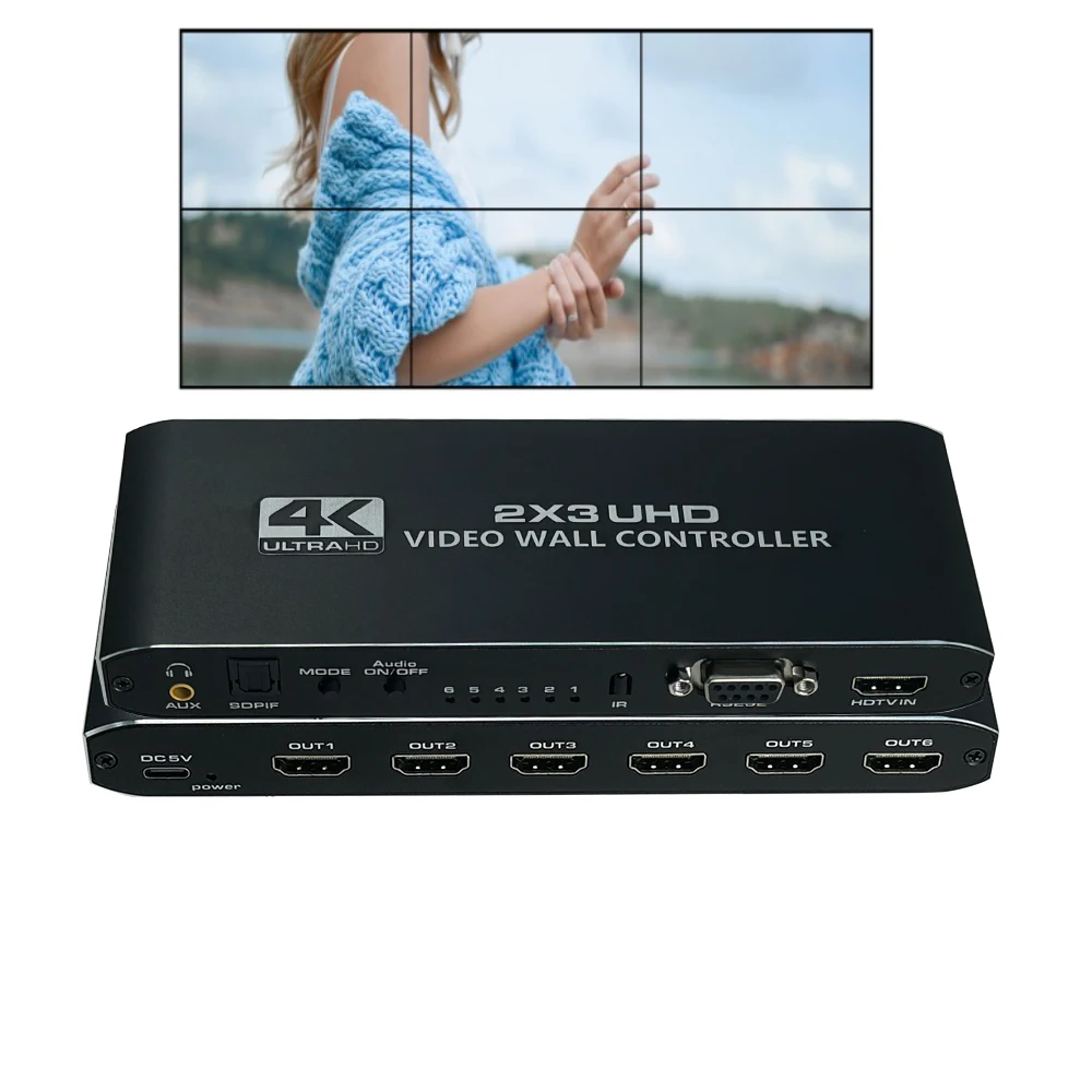 HDMI 비디오 벽 컨트롤러, HDMI 비디오 스크린 스플리터, 벽 스티칭 프로세서, 6 디스플레이, 4K 2X3 HDMI 비디오 프로세서