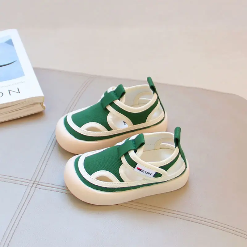 

Children's Sneakers Boy Hollow Canvas Shoes 2022 Summer New Baby Candy Color Shoes Boys and Girls Breathable Small Sandals