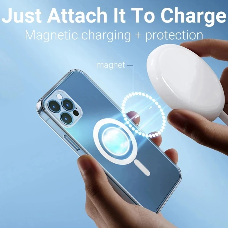 Original For Magsafe Magnetic Wireless Charging Case For iPhone 15 Plus 13 12 Mini 11 Pro Max 7 8 X XR Acrylic Shockproof Cover