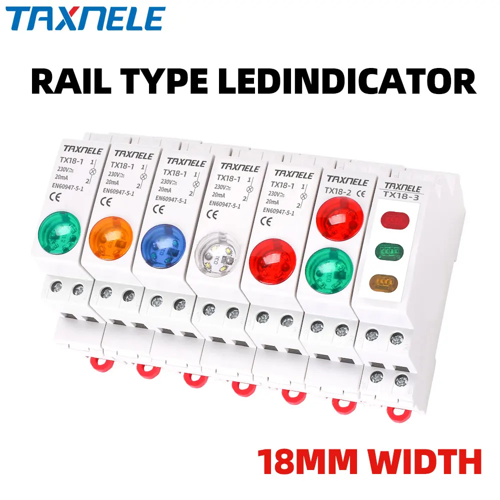 Din-Rail-Mount-LED-Signal-Lamp-AC-DC-220V-230V-Indicating-Pilot-Lights ...