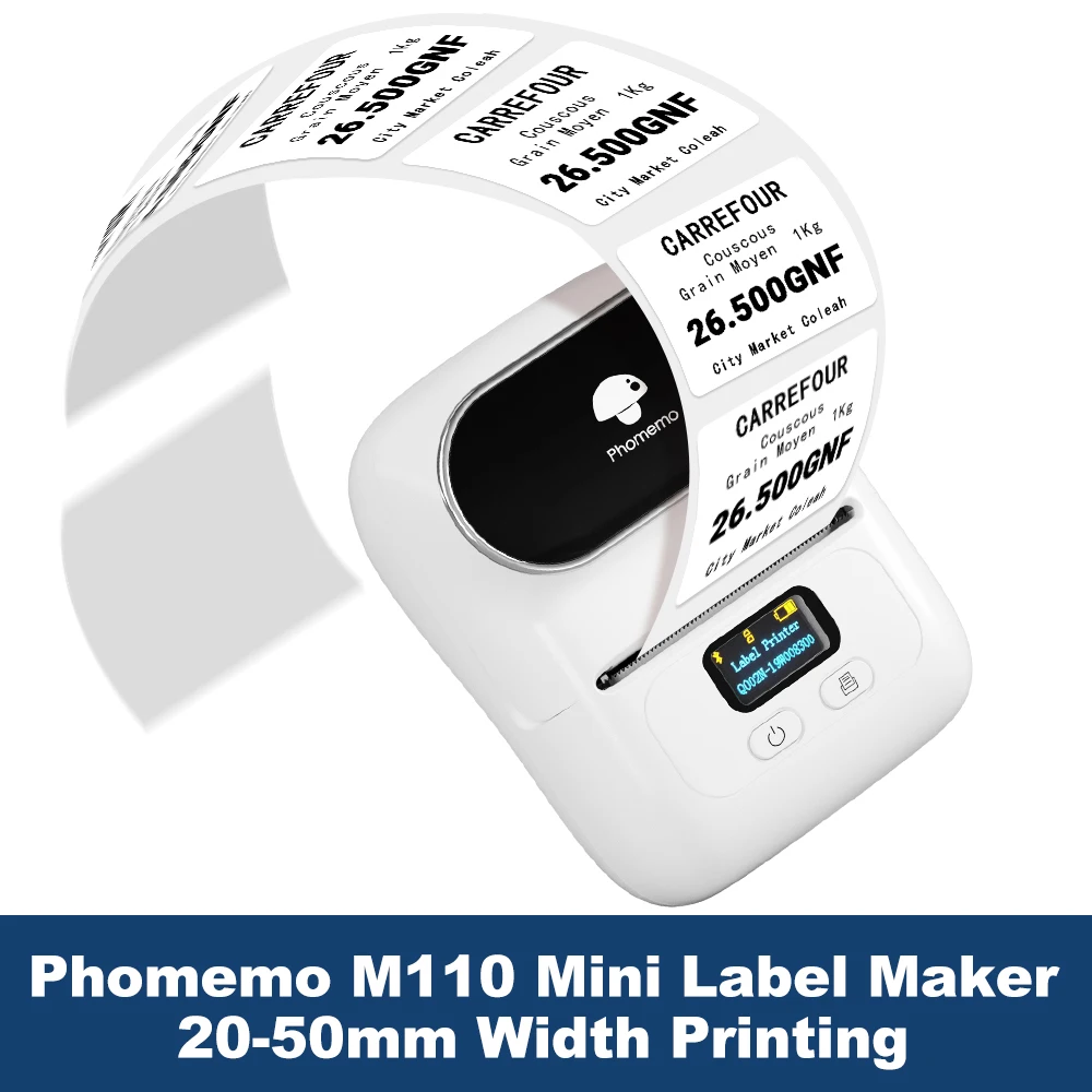 Phomemo Label Maker Printer For Address Barcode M110 Vestuário Foto Logotipo Jóias Varejo Negócios
