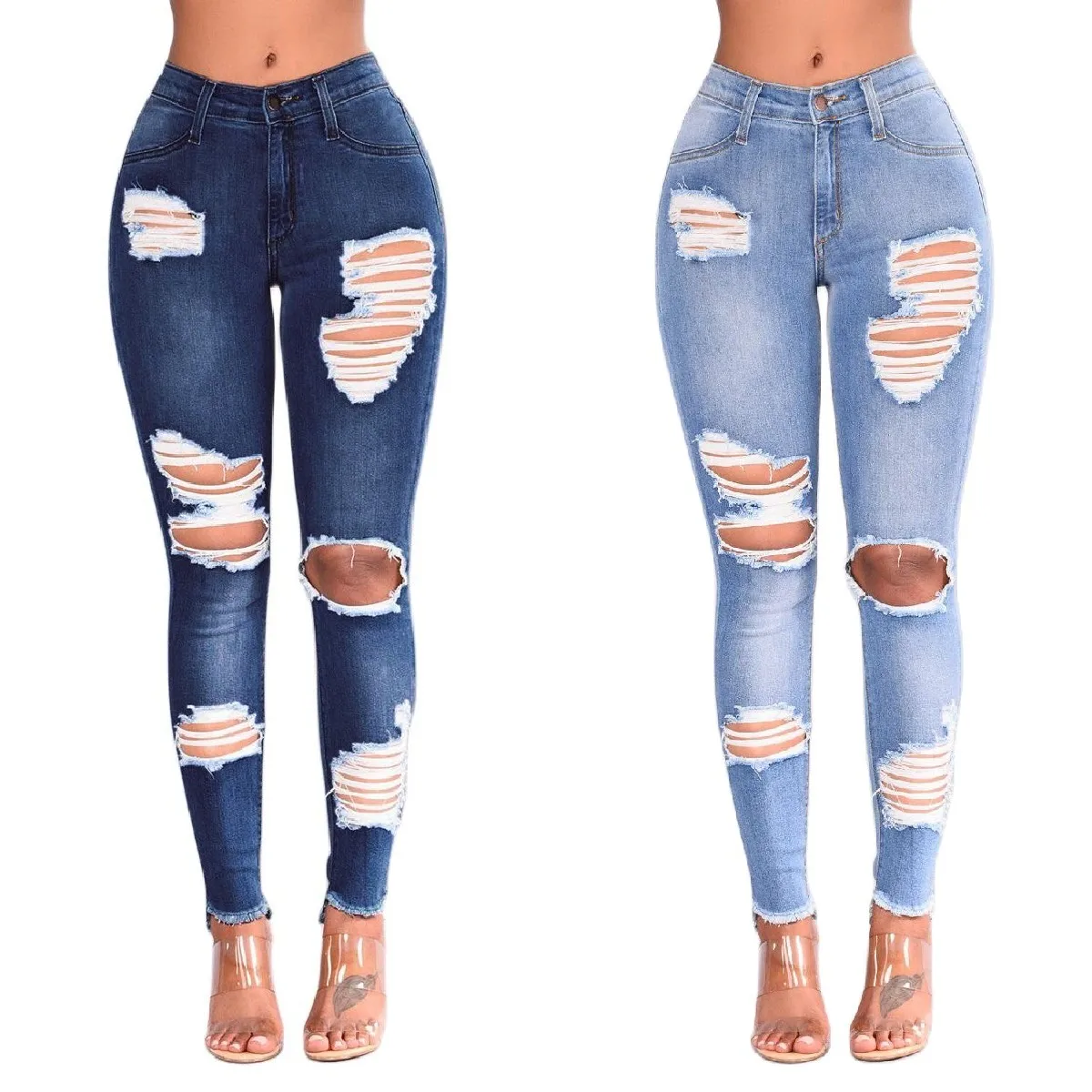 

2023 Hot Sale Ripped Jeans for Women Fashion Slim Stretch Denim Pencil Pants Street Hipster Trousers Casual Female Clothing