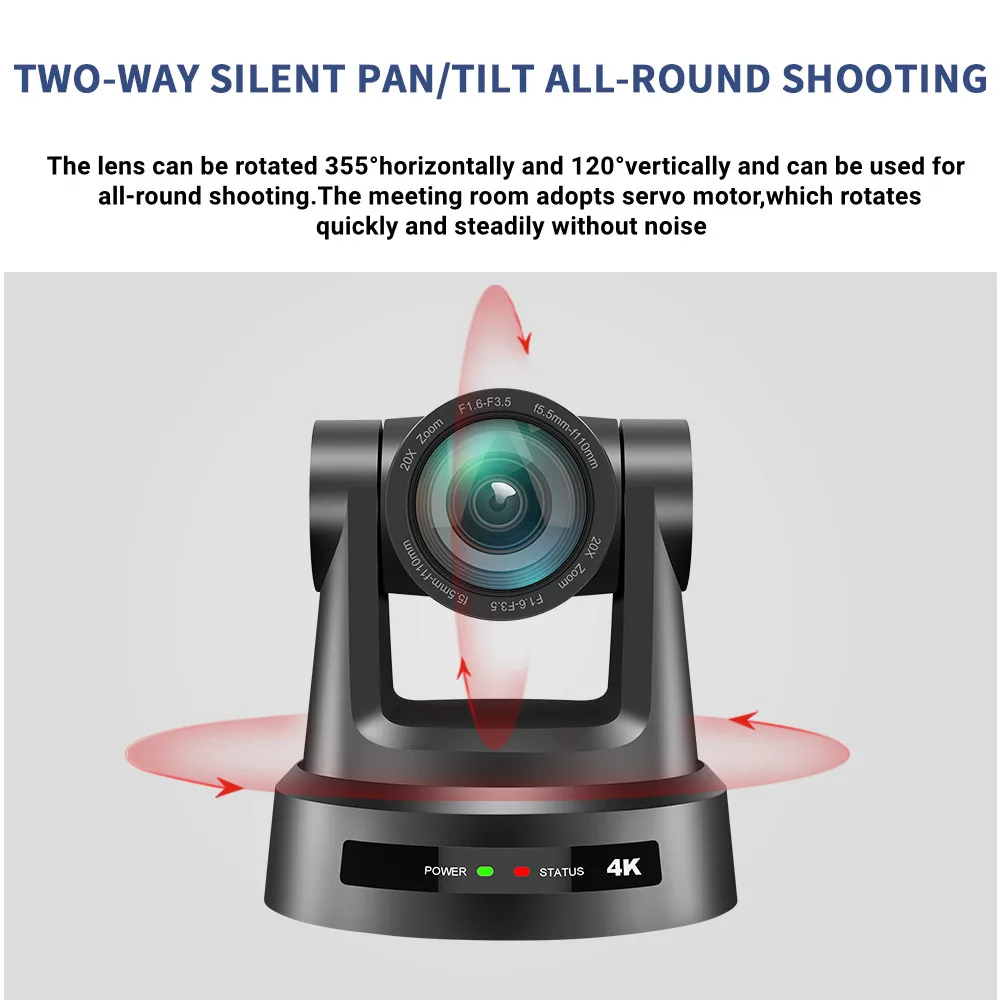 Video Camera 4K/1080P Video Conference Camera HDMI SDI LAN USB 12/20X NDI 60/30FPS AI Tracking for Church Meet Zoom Youtube Skype Live Stream