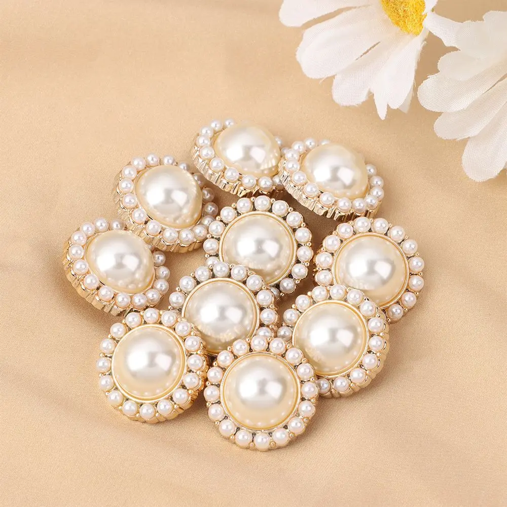 Description Picture 2 of item10Pcs Alloy Shiny Rhinestone Pearl Clothing Buttons DIY Clothing Sewing Button  Handmade Needlework Decorative Sewing Accessorie