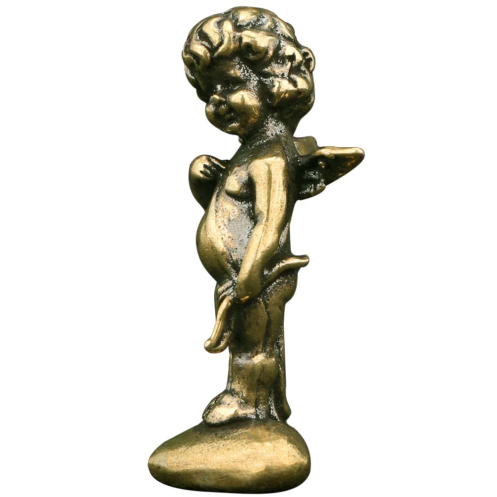 

Sturdy Decorative Useful Vintage Cupid Figurines Metal Cupid Adornment Brass Angel Figurine Small Cupid Adorn