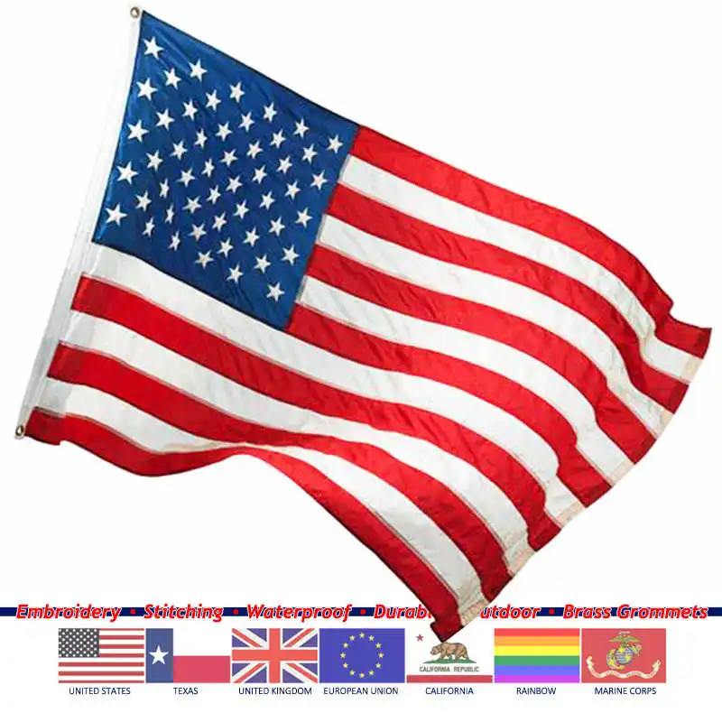 Водонепроницаемый наружный флаг США Великобритании ЕС USMC LGBT California Texas 90x150 см толстый нейлоновый стежок с вышивкой американские флаги и баннеры