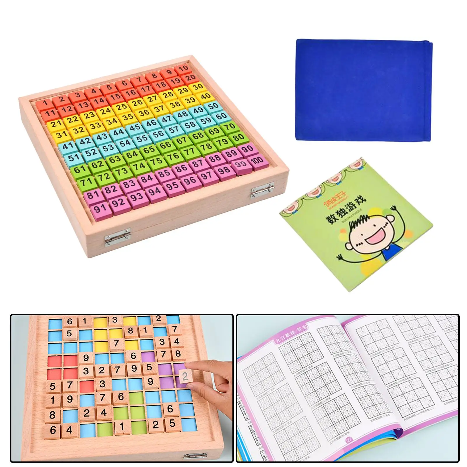 1-100 Digital Math Learning Toy Educational Montessori Toys Train Logical Wooden Sudoku Board for Birthday Gift Kids Children 6