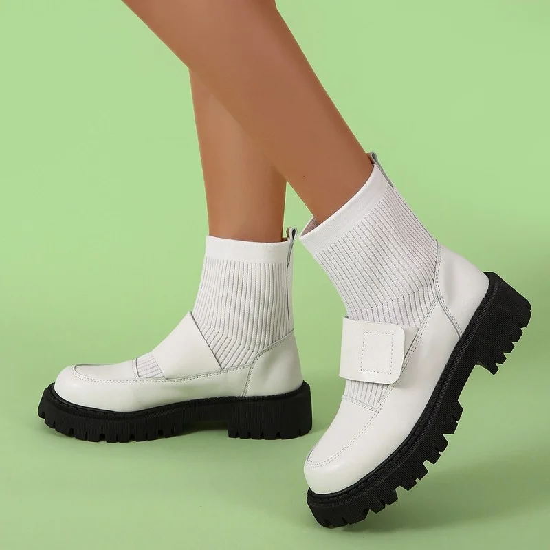 Merk Vrouwen Schoenen Zomer Laarzen-Vrouwen Ronde Neus Mode 2021, до  середины икры, резиновый Kousen Herfst Rock Dames Mid-Kalf - купить по  выгодной цене | AliExpress