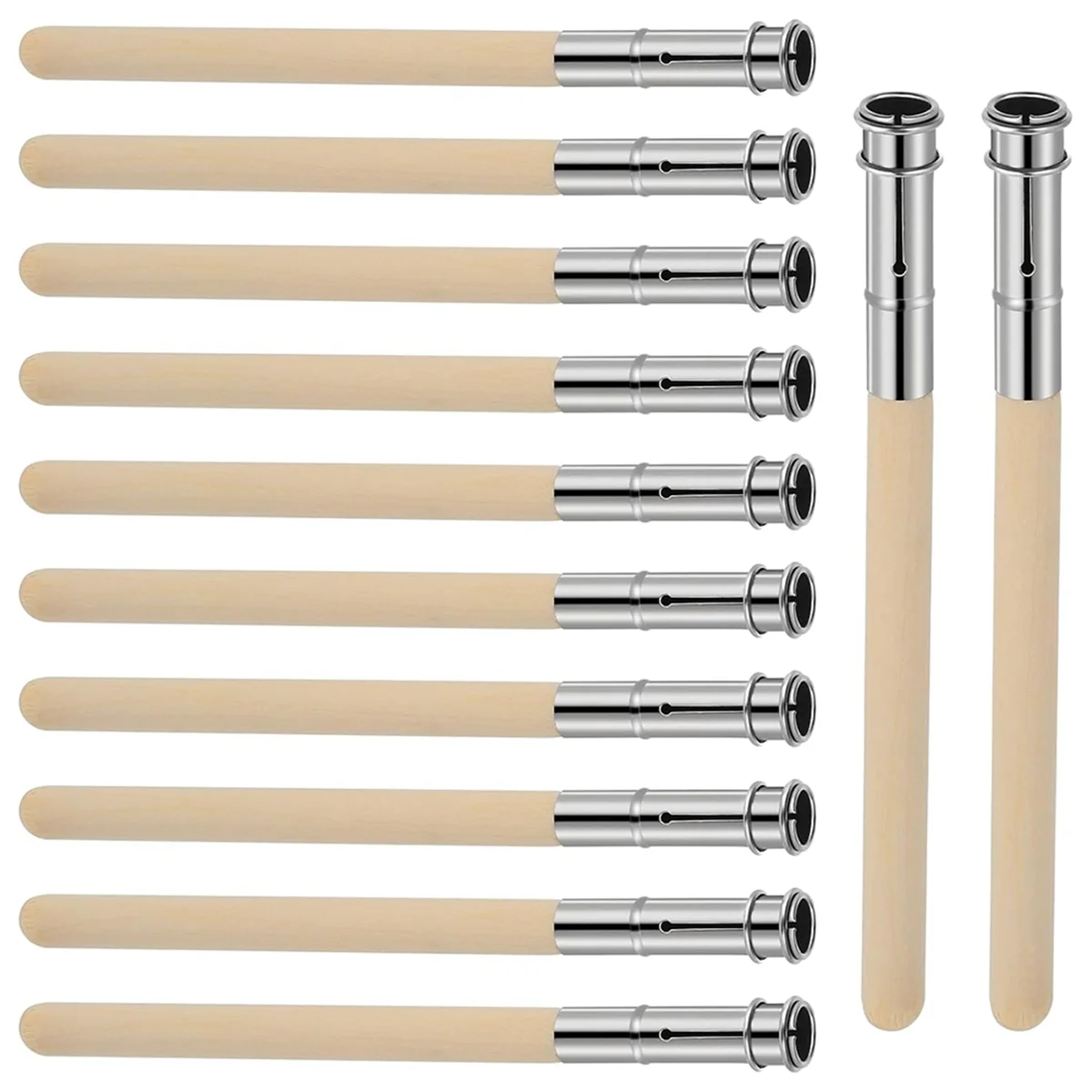 12 PCS Wooden Pencil Pencil Extenders for Artists with Adjustable Metal Handle Lengthener Pull Charcoal Holder