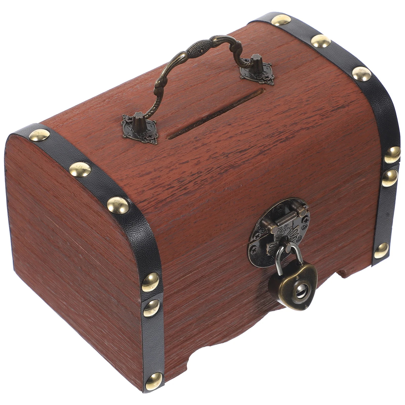 Money Box with Lock Treasure Chest for Kids Piggy Bank Saver Cash Retro Trinket Case Personalized Wooden Jar Pirate 2