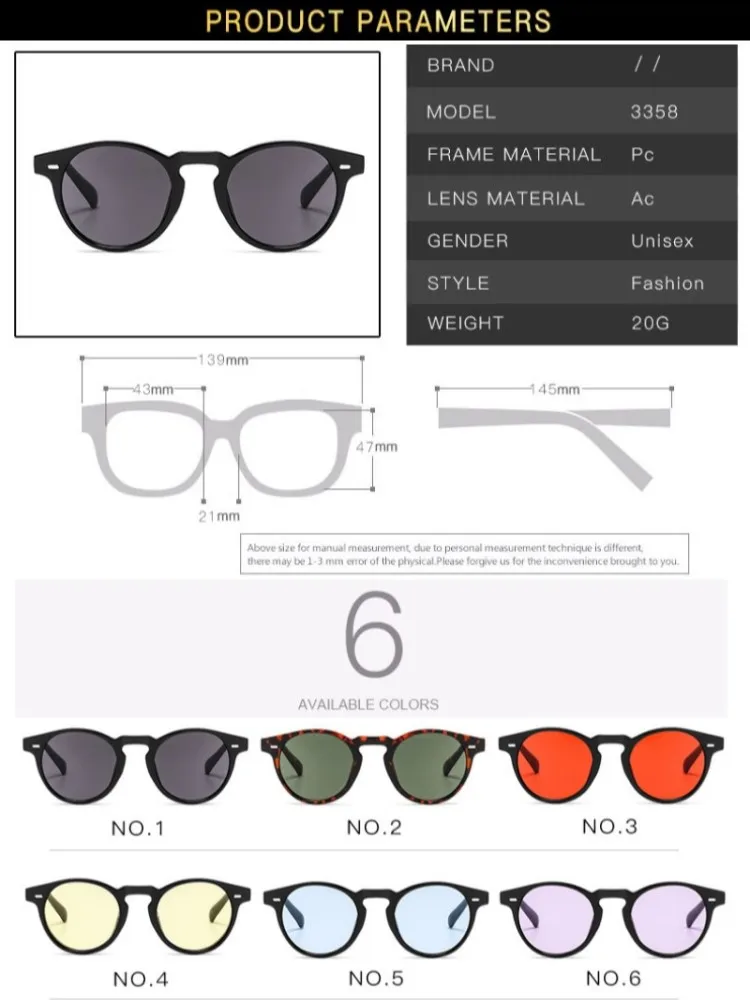 Designer Sunglasses Men Women Vintage Red Blue Round Driving Retro UV400
