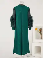 LANMREM Maxi Pleated Dress Round Neck Spliced Fungus Full Sleeve Dresses For Women 2025 New Spring Clothing 2Qa1331 - Image 6
