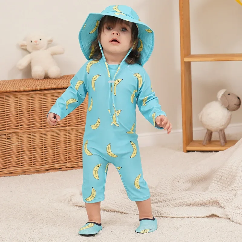 Baby Swimwear Children One-piece Swimsuit Sunscreen Quick-drying Bathing Suit for Kids Korean Boys Girls Surf Clothes kids swimsuits