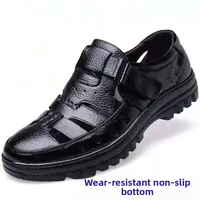 Special Offer Men's Summer Leather Shoes Leisure Hollow out Breathable Leather Sandals for Middle-Aged And Elderly