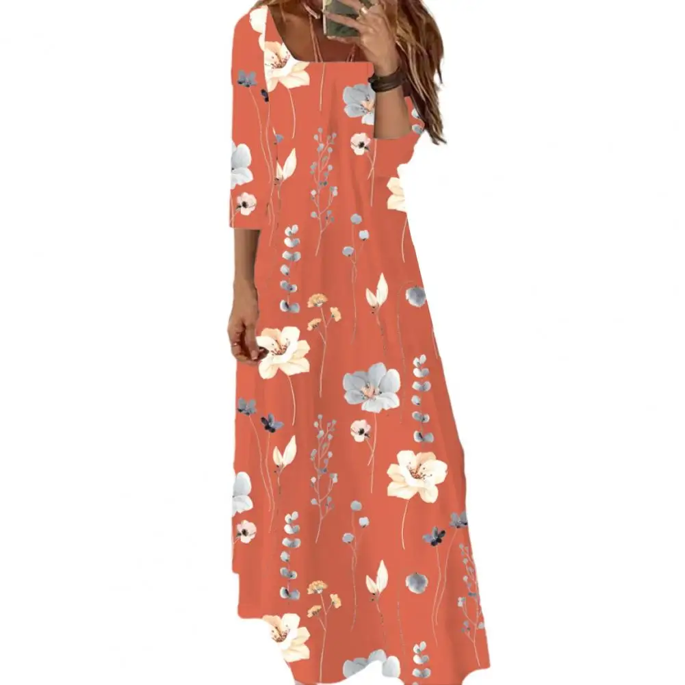 

Half Sleeves Dress Elegant Dress Square Collar Half Sleeves Loose for Summer Beach Parties