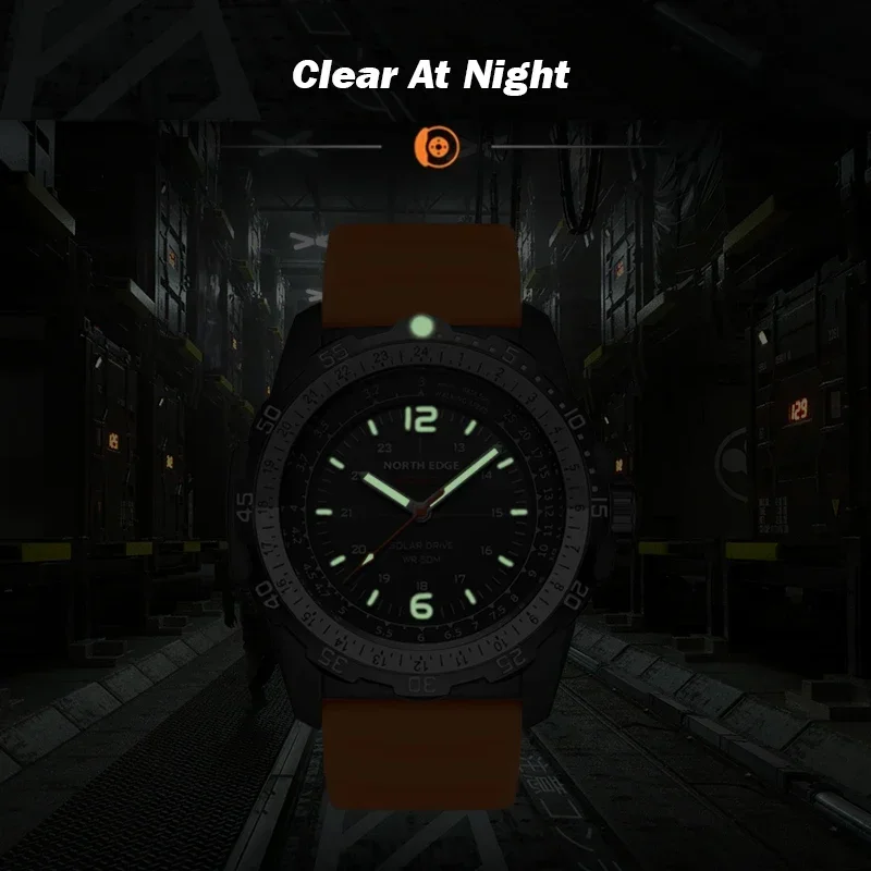 NORTH EDGE EVOQUE 2 Men Digital Military Watch Waterproof 50M Men's Sport Wristwatches Solar Power Luminous Enviormentally Clock 5