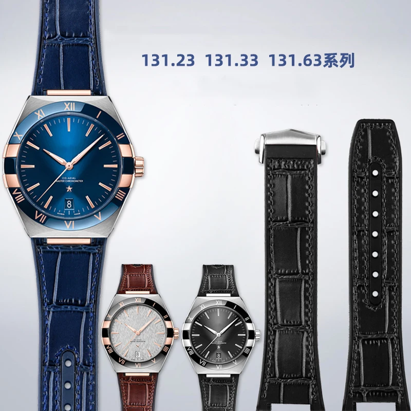 Cinturino Inferiore In Gomma Con Strato Di Pelle Bovina Da 25*14Mm Per Omega Constellation Obatory 41Mm Bracciale Con Cinturino Dentellato Manhattan 3