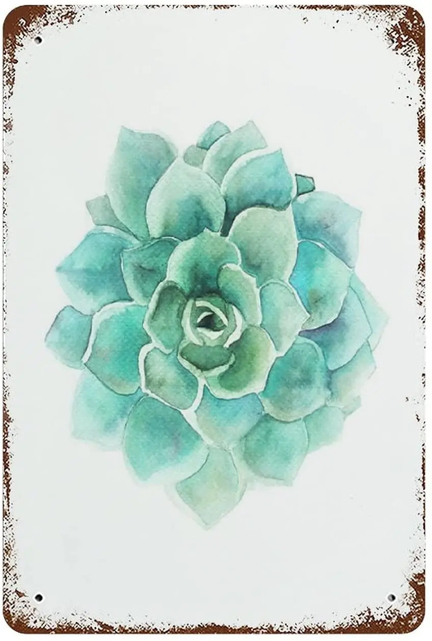 

Anique Tin Sign Succulent Tin Sign Poster Home Bar Plate Wall Decor Succulent Wall Art Botanical Art Tropical Decor Succulent